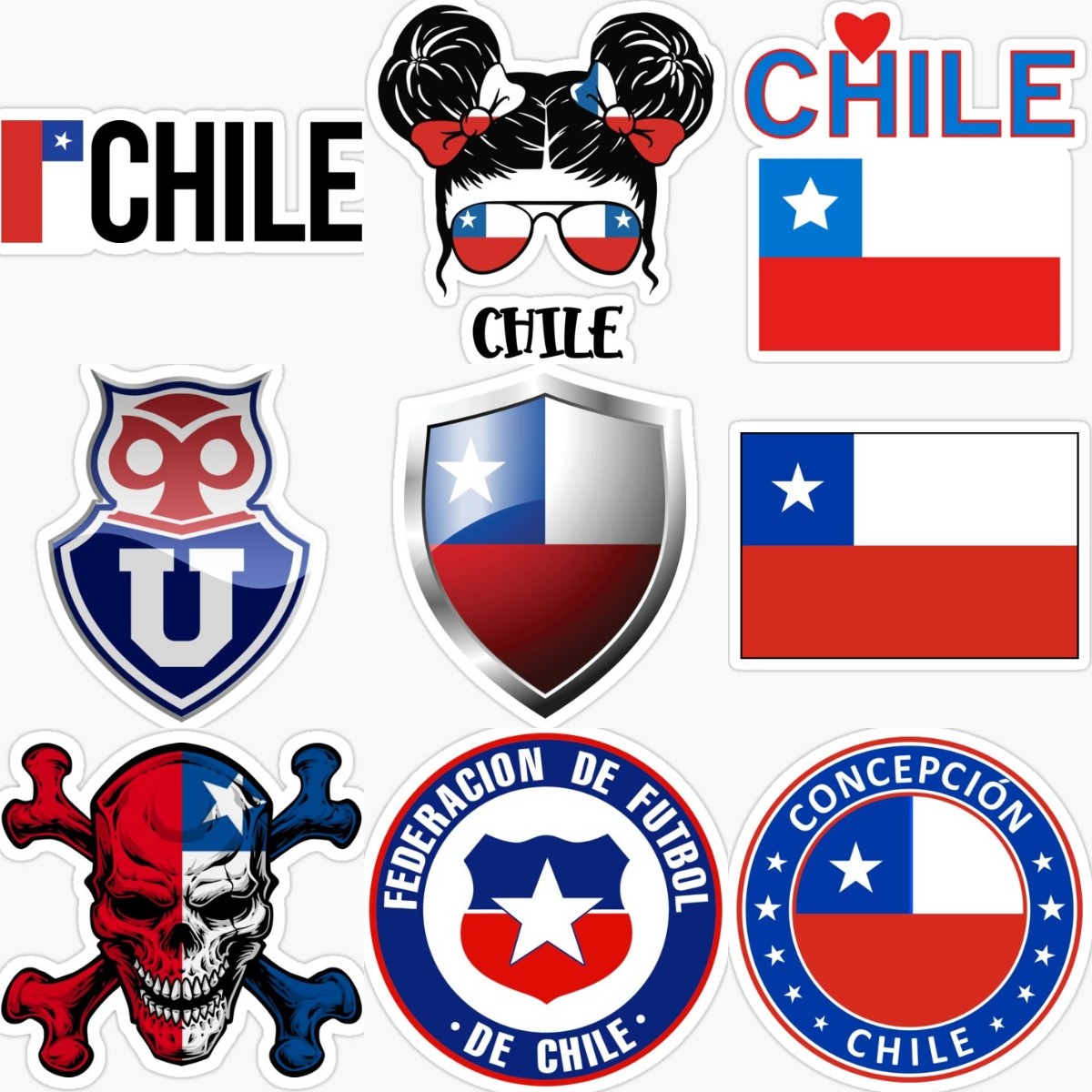 Desk Setup Maker - Chile Godło Flaga Czaszka Kreatywna Naklejka