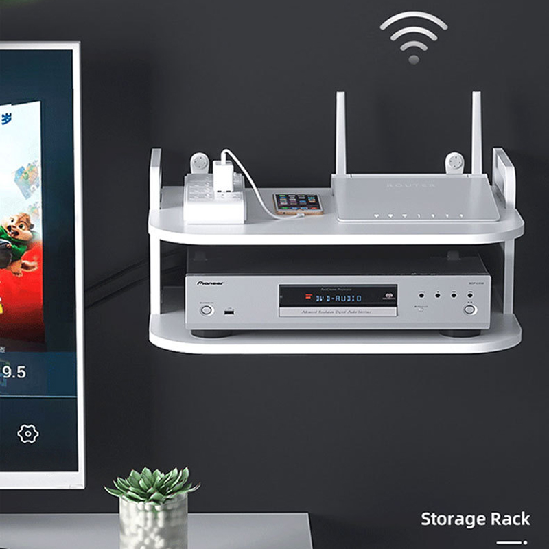 Desk Setup With Tv - Półka ścienna na router z otworami