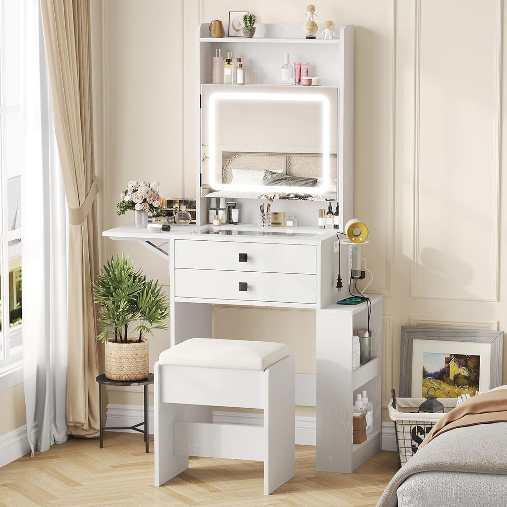 Desk Setup In Small Bedroom - Mała toaletka Vabches z panelem w