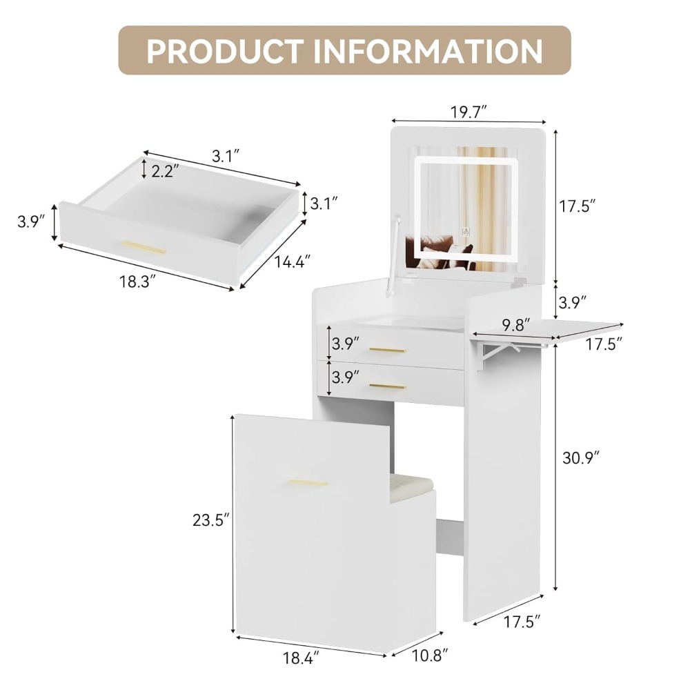 Mała toaletka ze stołkiem 3 w  – Desk Setup In Small Bedroom recenzja i cena